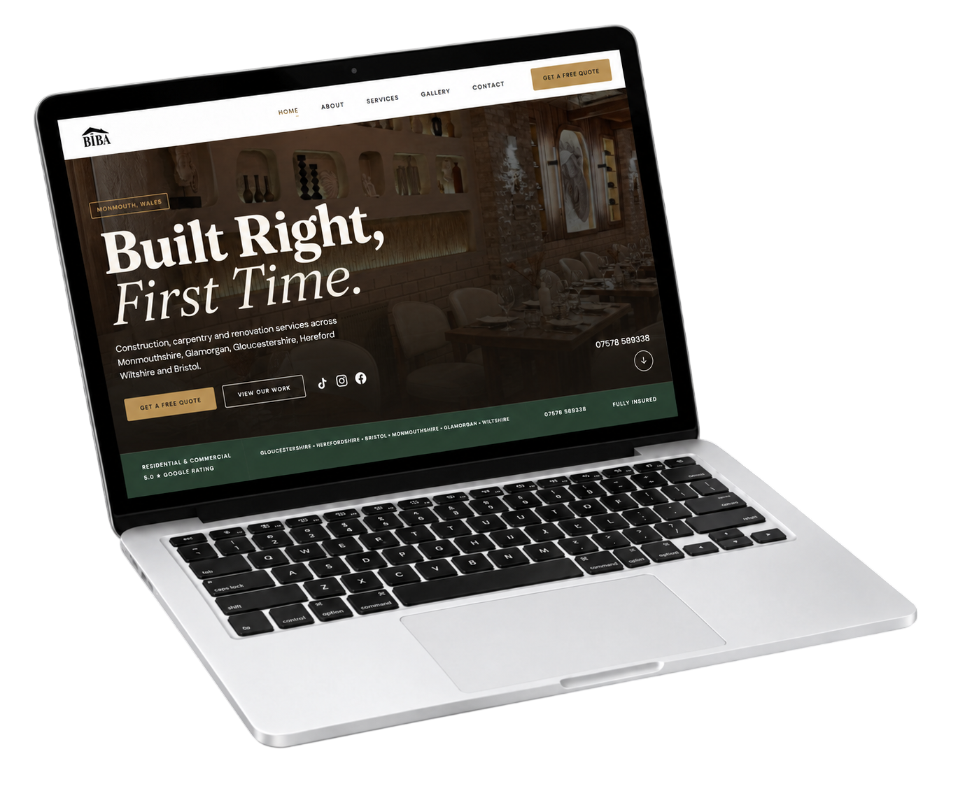 Vintdragon website design displayed on a laptop